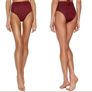 New Vix Lola Hot Pant High Waist Burgundy Polka Dot Bikini bottom Cheeky Retro